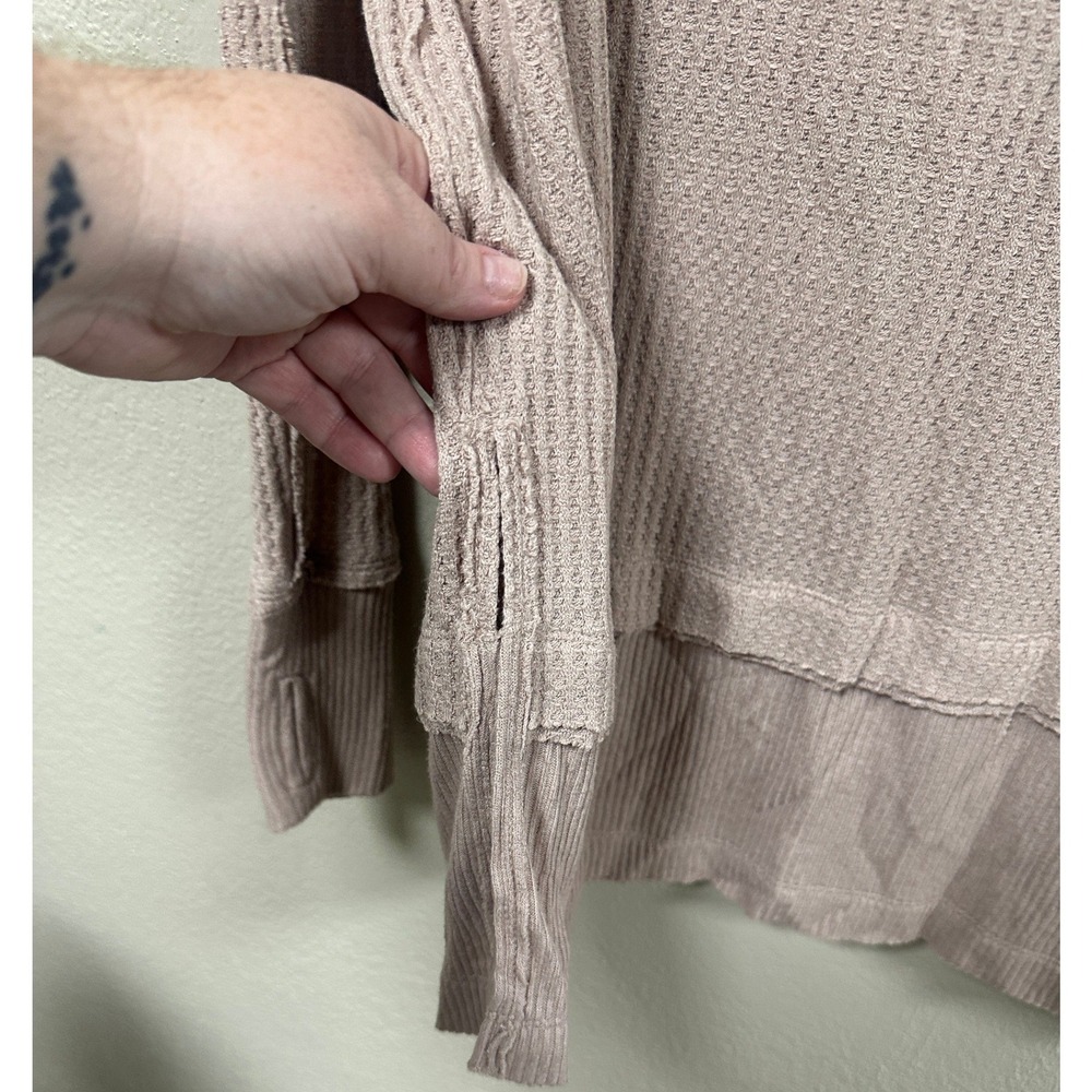 We The Free Free People North Shore Thermal Waffle Scoop Neck Oversized Small - Picture 5 of 5